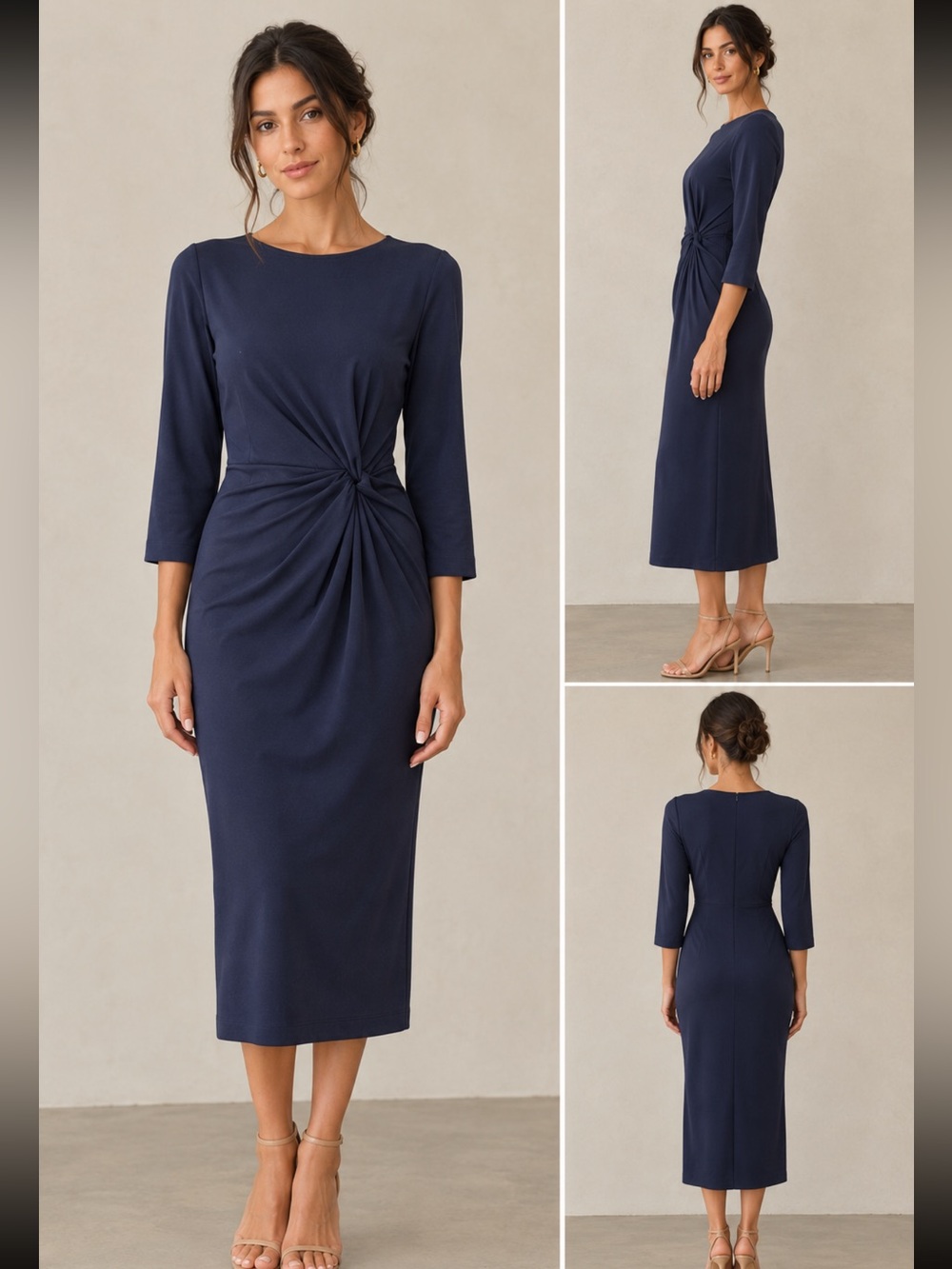 J. McLaughlin Navy Twist-Waist Long-Sleeve Skort Dress